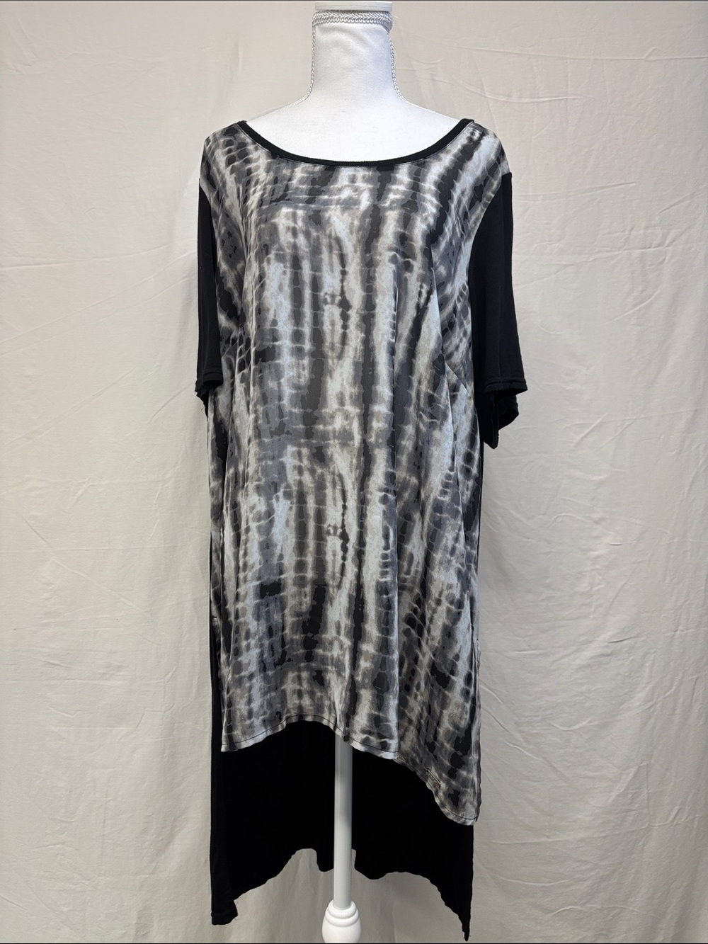 mblm Black & Gray Tie-Dye Panel Tunic